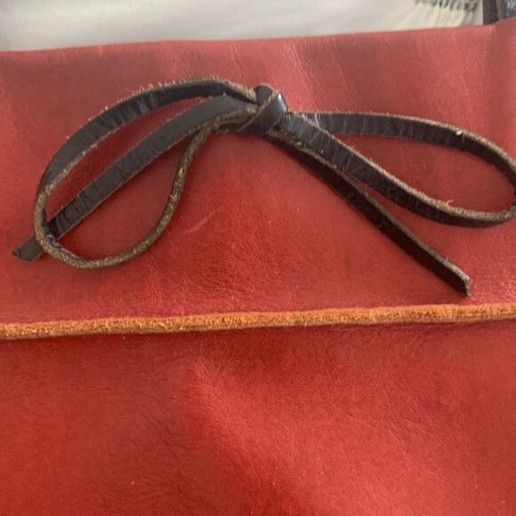 Christopher Kon Minimalist Unlined Red Leather Tote Bag, Luxury Shoulder Bag - Picture 6 of 10